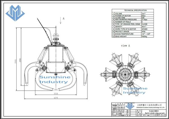 Elektryczne hydrauliczne wiadro chwytakowe ze skórki pomarańczy do spalarni śmieci